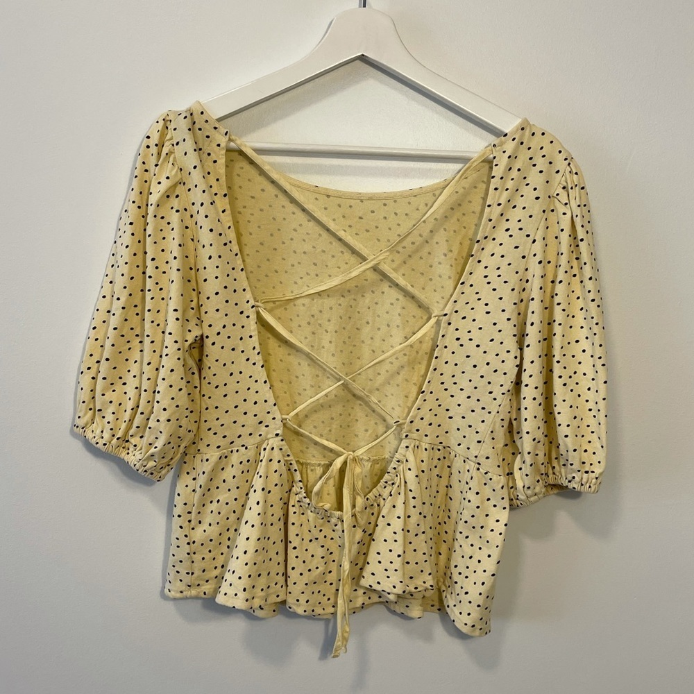 𝅺Urban Outfitters Puffy Sleeve Peplum Blouse - Picture 6 of 13